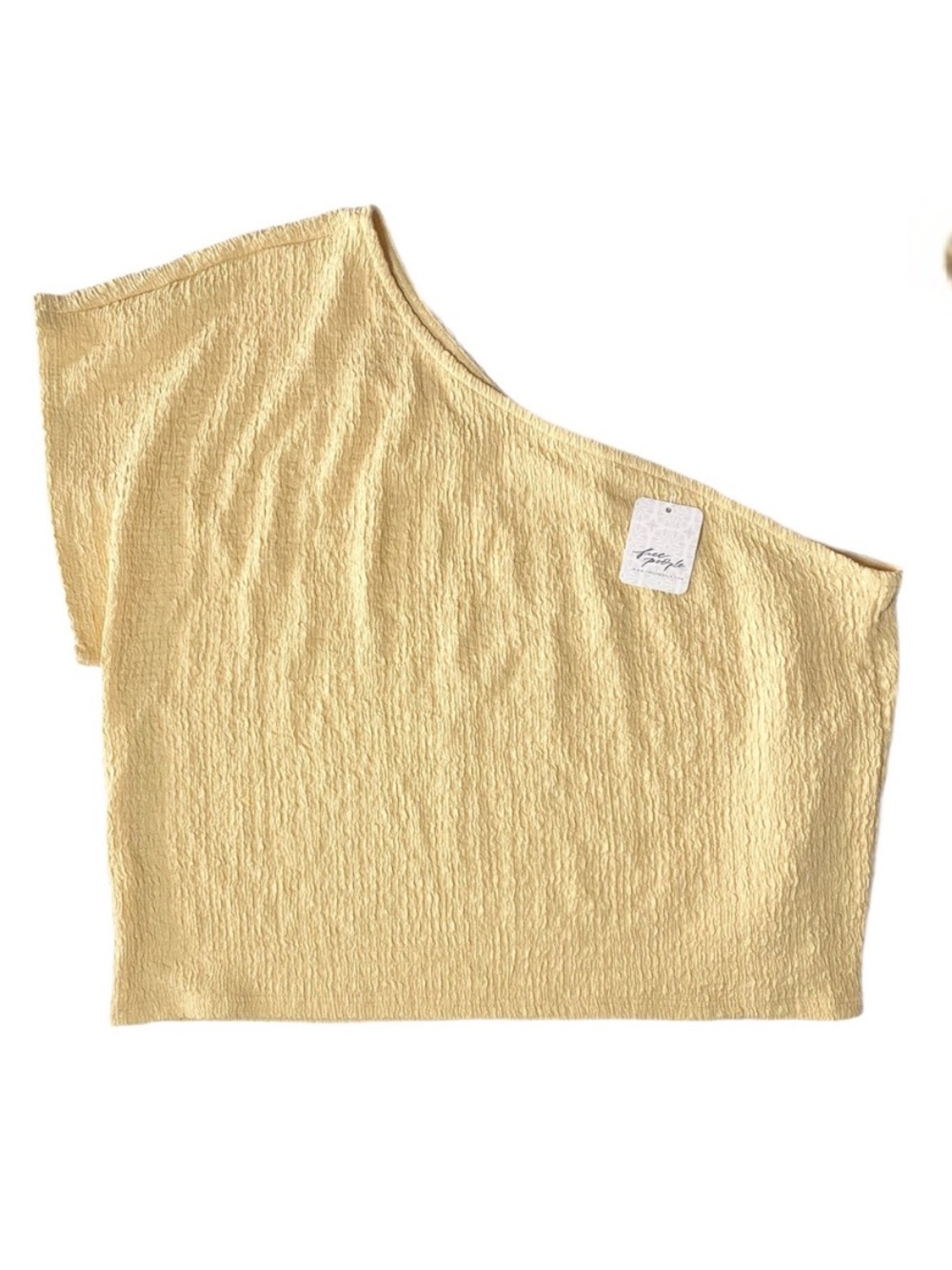 Free People Beach Mary One Shoulder  Pale Yellow Top Size S ✨